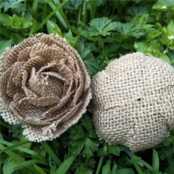 Natural Burlap Flowers Assorted Handmade Burlap Rose for Wedding - Picture 2 of 8